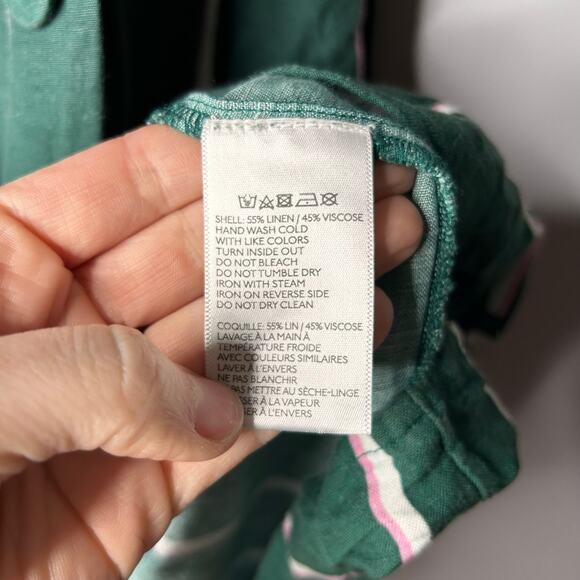 Steele Anthropologie Meyer Stripe Wrap Linen Midi Dress Women's Small Petite - Picture 9 of 11